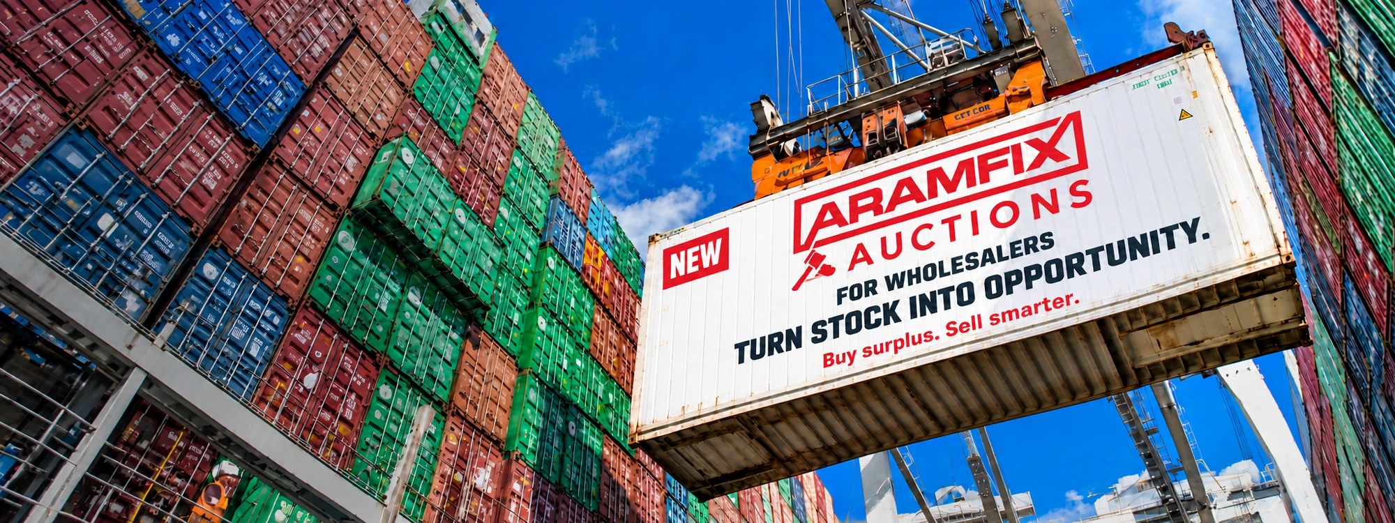 ARAMFIX Auctions shipping container for fastener overstock